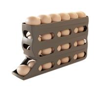 Bavokon Egg Storage for Refrigerator | 4 Layers Automatic Rolling Fridge Egg Holder - 30 Capacity Dispenser Anti-Slip Box for Bakery Food Kitchen Farmers Market Picnic Prep RV Commercial