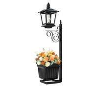 Bavokon Planter with Solar Light Post | 2-in-1 Flower Pot with Solar Lantern | Garden Lanterns with Flower Pot,for Garden Patio Backyard Lawn Deck Balcony Pathway Apartment Lawn