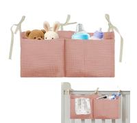 Bavooty 2 in 1 Baby Crib Bag Organizer, Hanging Nappy Organizer, Crib Side Storage Bags, Practical and Aesthetically Pleasing, Pink