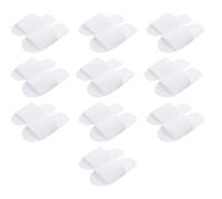 Bavooty Non-Slip Slippers, Guest Slippers, Disposable Slippers, Non-Slip, Premium Terry Slippers, Open Slippers, Cotton Linen Material, Comfortable and Breathable Slippers, 10 Pairs, White, 10 UK