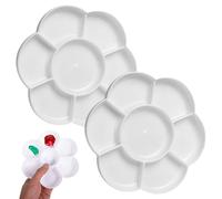 Bavooty Paint Tray Palettes,Round Palette,Paint Palettes,7 Wells,17 cm, White,Plastic, 2 pcs,for Watercolor, Acrylic,Oil,Diy,Professional Art Painting