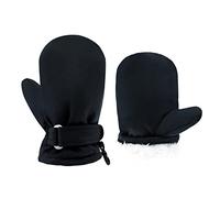 BAVST Kids Waterproof Snow Gloves, Fleece Lined, Winter Warm, 3M-5T, Black, 3-12M (No Thumb)