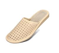 BAWAL Slippers Leather for Ladies Slippers Red Beige Pink Black White - Rubbersole - Genuine Leather Size 3.5 UK - 8.5 UK (Beige 1, Numeric_4_Point_5)