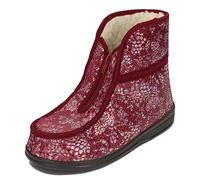 BAWAL Women's Warm Slippers with Sheep's Wool Lining High Shaft Polyurethane Sole Flower Motif 36-41 EU, Burgundy red, 5 UK
