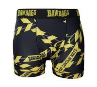Bawbags Caution Tape Technical Boxers XS - Mens Boxers - Moisture Wicking Breathable Fabric - Rude Funny Underwear for Men - Comfortable Sports Performance Novelty Mens Underpants Gift Black