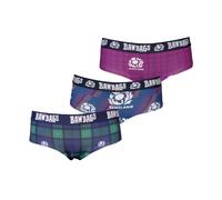 Bawbags Women's Official Scotland Rugby Cool De Sacs Boxer Shorts 3-Pack - Scottish SRU Licensed Ladies Technical Performance Underwear (UK, Numeric, 10, Regular, Regular) Black