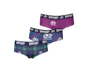 Bawbags Women's Official Scotland Rugby Cool De Sacs Boxer Shorts 3-Pack - Scottish SRU Licensed Ladies Technical Performance Underwear (UK, Numeric, 10, Regular, Regular) Black