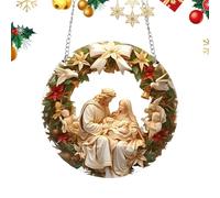 Bawiaueu Christian Christmas Decorations - 2d Acrylic Christian Ornaments Christmas Tree - Hangable Catholic Religious Sun Catcher Nativity Scenes for Car Home Living Room Men Women Window Porch