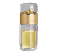 Bawiaueu Travel Tea Infuser Bottle, Double-Layer Insulation Tea Infuser Bottle, Glass Water with for Loose Flower Home Traveling