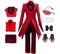 BAWKGDB Alastor Cosplay Costume Hazbin Hotel Cosplay with Glasses Wig Halloween Red Full Set (Red, XXXL)