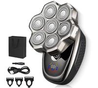 Bawldy 9.0 Shaver, Bawld Pro, 9D Floating Magnetic Blade Heads, 6-in-1 Detachable Rechargeable Electric Razor for Men, IPX7 Waterproof Wet & Dry Shaving with LED Display (7 Heads)