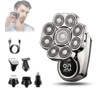 Bawldy Shaver Pro, 9d Floating Head Shaver for Bald Men, Bawldy Pro, Detachable Head Shavers, 6 in 1 Electric Razor Ipx7 Waterproof, Wet Dry LED Display, Rechargeable 7d Rotary Shavers (B)