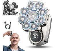 Bawldy Shaver Pro, Bawldy Pro, 9D Floating Head Shaver for Bald Men, 6-in-1 Detachable Head Shavers, IPX7 Waterproof Wet Dry Shaving, Intelligent LED Display, Rechargeable Cordless Razor (Set A)
