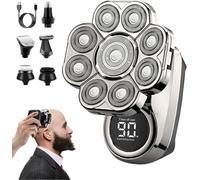 Bawldy Shaver Pro, Bawldy Pro, 9D Floating Head Shaver for Bald Men, 6-in-1 Detachable Head Shavers, IPX7 Waterproof Wet Dry Shaving, Intelligent LED Display, Rechargeable Cordless Razor