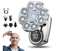 Bawldy Shaver Pro, Bawldy Pro, 9D Floating Head Shaver for Bald Men, 6-in-1 Detachable Head Shavers, IPX7 Waterproof Wet Dry Shaving, Intelligent LED Display, Rechargeable Cordless Razor (Set B)