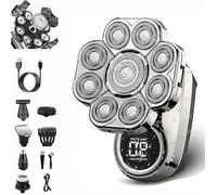 Bawldy Shaver Pro, Bawldy Pro, 9D Floating Head Shaver for Bald Men, 6-in-1 Detachable Head Shavers, IPX7 Waterproof Wet Dry Shaving, Intelligent LED Display, Rechargeable Cordless Razor (Set A)