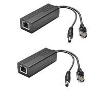 Bawofu Active PoE Power Over Ethernet Splitter Adapter 48V to 12V, 5.5x2.1mm DC, IEEE 802.3AF/at Compliant 10/100Mbps PoE Splitter with 12V Output for Surveillance Camera CCTV & VoIP Phone, 2 Pack