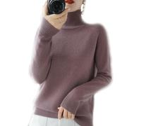 BAWUTZ Cashmere Sweater for Women, Women's Turtleneck Sweater, Long-Sleeved Sweater, Casual Sweater, Stand-up Collar Knitted Sweater, Long-Sleeved Turtleneck Sweater for Autumn Winter (Lila,XXL)