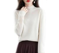 BAWUTZ Cashmere Sweater for Women, Women's Turtleneck Sweater, Long-Sleeved Sweater, Casual Sweater, Stand-up Collar Knitted Sweater, Long-Sleeved Turtleneck Sweater for Autumn Winter (Weiß,M)