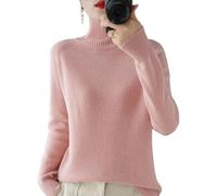 BAWUTZ Cashmere Sweater for Women, Women's Turtleneck Sweater, Long-Sleeved Sweater, Casual Sweater, Stand-up Collar Knitted Sweater, Long-Sleeved Turtleneck Sweater for Autumn Winter (Rosa,XL)