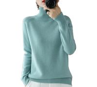 BAWUTZ Cashmere Sweater for Women, Women's Turtleneck Sweater, Long-Sleeved Sweater, Casual Sweater, Stand-up Collar Knitted Sweater, Long-Sleeved Turtleneck Sweater for Autumn Winter (Grün,M)
