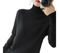 BAWUTZ Cashmere Sweater for Women, Women's Turtleneck Sweater, Long-Sleeved Sweater, Casual Sweater, Stand-up Collar Knitted Sweater, Long-Sleeved Turtleneck Sweater for Autumn Winter (Schwarz,M)