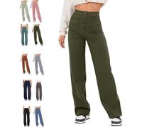 BAWUTZ Casual high waist stretch pants for women, high waist straight leg pants with pockets,casual stretch pants, super elastic high waist pants,straight leg pants for women (Grün,M)