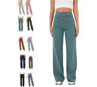 BAWUTZ Casual high waist stretch pants for women, high waist straight leg pants with pockets,casual stretch pants, super elastic high waist pants,straight leg pants for women (Dunkelgrün,L)