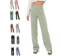 BAWUTZ Casual high waist stretch pants for women, high waist straight leg pants with pockets,casual stretch pants, super elastic high waist pants,straight leg pants for women (Hellgrün,M)