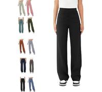 BAWUTZ Casual high waist stretch pants for women, high waist straight leg pants with pockets,casual stretch pants, super elastic high waist pants,straight leg pants for women (Schwarz,L)