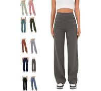 BAWUTZ Casual high waist stretch pants for women, high waist straight leg pants with pockets,casual stretch pants, super elastic high waist pants,straight leg pants for women (Dunkelgrau,XL)