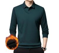 BAWUTZ Leisure fashion business polo shirt, men's polo shirt long sleeve, comfortable polo with casual collar, fake two-piece polo shirt for men, long sleeve long sleeve shirt men (Dunkelgrün,L)