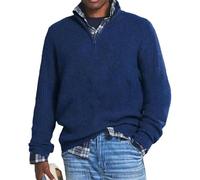 BAWUTZ Men's Cashmere Business Casual Zipper Sweater, Men's Loose Zipper Stand-up Collar Sweater, Men's Turtleneck Knitted with 1/4 Zipper (Navy Blau,XXL)