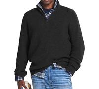 BAWUTZ Men's cashmere business casual zipper sweater, men's loose zipper stand-up collar sweater, men's turtleneck knitted with 1/4 zipper (Schwarz,3XL)