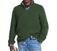 BAWUTZ Men's Cashmere Business Casual Zipper Sweater, Men's Loose Zipper Stand-up Collar Sweater, Men's Turtleneck Knitted with 1/4 Zipper (Armeegrün,XXL)