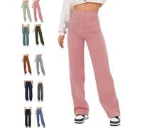 BAWUTZ Women's Pink L High Waist Stretch Pants with 4 Pockets
