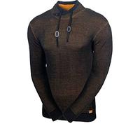 Baxboy Men's Chunky Knit Pullover Knitted Jumper Stand-Up Collar Slim Fit Modern Men Black Jumper Winter Casual Jacket Pattern Design Mottled Sweatshirt Jumper B-52276, brown, XXL