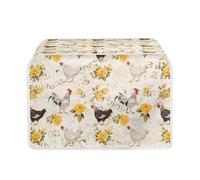 Baxinh Flowers Rooster Printed Toaster Cover 4 Slice Long Slot, Vintage Bread Maker Cover Washable Dust Protection Kitchen Small Appliance Covers with Top Hook