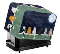 Baxinh Starry Night Cat Toaster Oven Covers 4 Slice Wide Slot Drawstring Closure Toaster Cover 4 Breads Kitchen Aid Bread Machine Protector Fingerprint Protection, Green and Blue