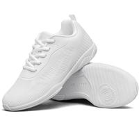 BAXINIER Girls Elite Cheer Shoes White Stunt Sneakers | Lightweight Youth Cheerleading Sneakers with Slip-Resistant Grip, Flexible Cushioning, and Arch Support for Dance Training