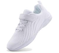 BAXINIER Girls White Cheerleading Shoes Breathable Youth Cheer Competition Sneakers Athletic Training Dance Tennis Walking Shoes, White 201, 37.5/38 EU