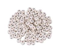 Baxnore 100pcs Natural Maple Wood Letter Cube Beads Square Spacer Beads for DIY Jewelry Making Craft Supplies Random English Alphabet 10mm x 10mm Lightweight Wooden Beads