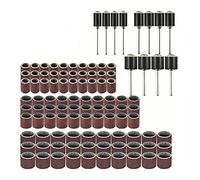 Baxnore 102 PCS Sanding Band Sand Drum Rotary Abrasive Sanding Ring Grinding Polishing Tool Set Compact Shape for Ceramics Stone Glass Wood Steel Copper Sand 80 Grit 12.7mm 3.175mm