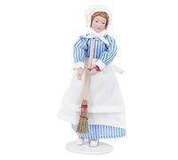 Baxnore 112 Scale Miniature Porcelain Chef Doll with Bendable Joints Realistic Dollhouse Accessories Handcrafted Ceramic Figure for Adult Collectors and Model Enthusiasts (maid)