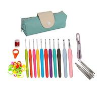 Baxnore 11PCs Professional TPR Crochet Hooks Set with Ergonomic Handles Complete Knitting Accessories Kit Including Tape Measure Stitch Markers for Smooth Comfortable Crocheting We