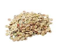 Baxnore 15mm 400pcs Wooden Buttons Round Handcraft Craft Printed Sew On Buttons for DIY Projects Jewelry Accessory Pearwood Material Rustic Design