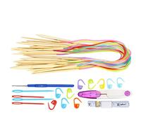 Baxnore 18PCS Circular Knitting Needles Set, Bamboo Circular Knitting Needles with Accessories Pack, Yarn Needles for Weaving Projects (60cm)