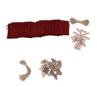 Baxnore 24PCS Christmas Advent Calendar Bags Reusable Drawstring Gift Pouches with Number Tags for Holiday Countdown Natural Linen Material 14x9.5cm for Tree Decorations (Burgundy)