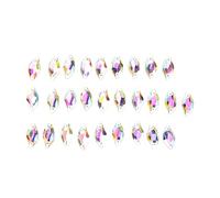 Baxnore 28PCS Flatback Rhinestones Plastic Gems with Holes for DIY Craft Clothes Decoration Sew On Crystal Beads Petal Shape Sparkling Rhinestone Set for Phone Case Accessories