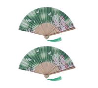 Baxnore 2PCS Embroidered Edge Folding Fans, Handheld Portable Decorative Folding Fans, Silk Cloth Handheld Fans, Handheld Folding Fan for Promotional Items